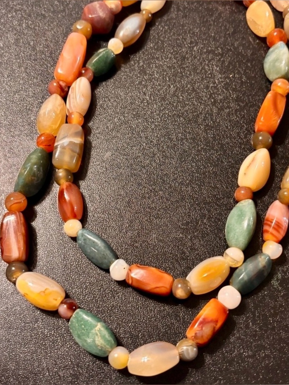Vintage‎ Agate Beaded Beggars Bead Autumn Colors Necklace